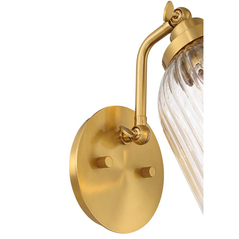 Image 3 Regency Hill Leyna 9 1/4" High Antique Brass Wall Sconce more views