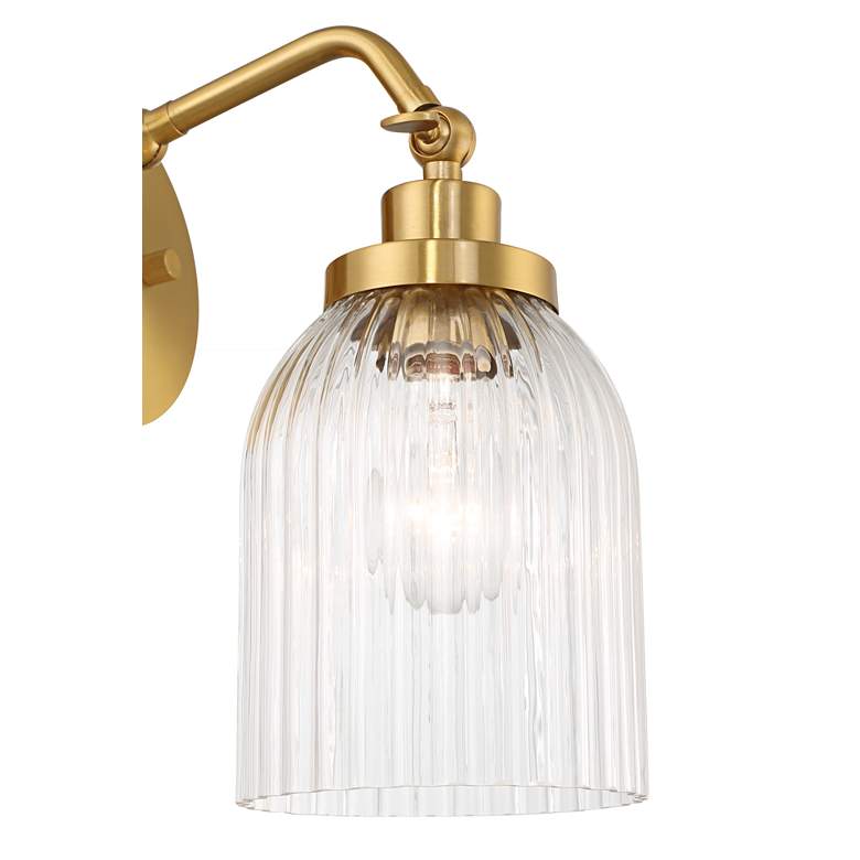 Image 4 Regency Hill Leyna 9 1/4" High Antique Brass Wall Sconce more views