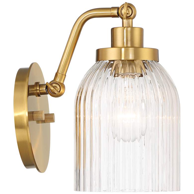 Image 6 Regency Hill Leyna 9 1/4" High Antique Brass Wall Sconce more views