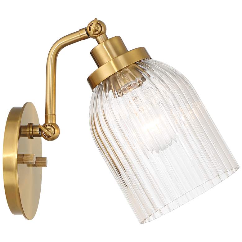 Image 7 Regency Hill Leyna 9 1/4" High Antique Brass Wall Sconce more views