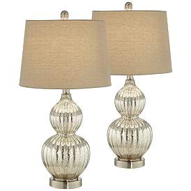 Image2 of Regency Hill Lili 25" High Fluted Mercury Glass Table Lamps Set of 2