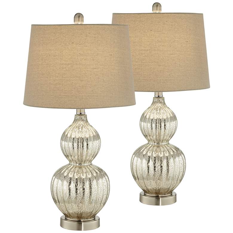Image 2 Regency Hill Lili 25" High Fluted Mercury Glass Table Lamps Set of 2