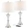 Regency Hill Luca Chrome and Glass Modern USB Table Lamps Set of 2