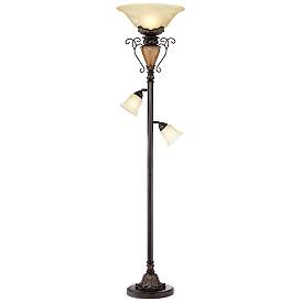 Image2 of Regency Hill Ludo 72" High Bronze Crackle Tree Torchiere Floor Lamp