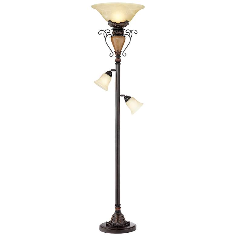 Image 2 Regency Hill Ludo 72" High Bronze Crackle Tree Torchiere Floor Lamp