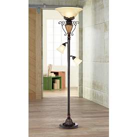 Image1 of Regency Hill Ludo 72" High Bronze Crackle Tree Torchiere Floor Lamp