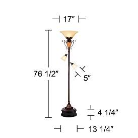 Image5 of Regency Hill Ludo Bronze Crackle Tree Torchiere Floor Lamp with Black Riser more views