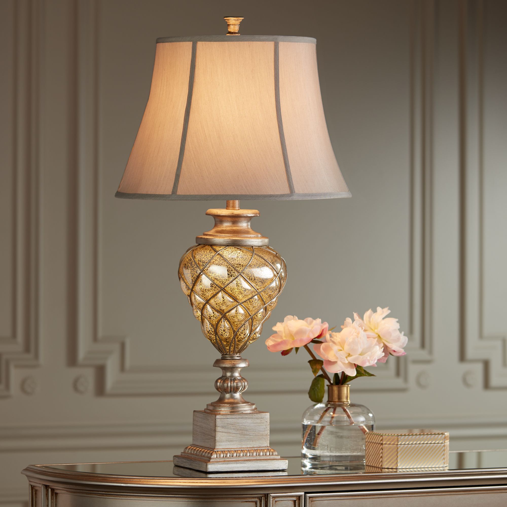 Image 4 Regency Hill Luke 33 3/4" Mercury Glass Night Light Table Lamp more views