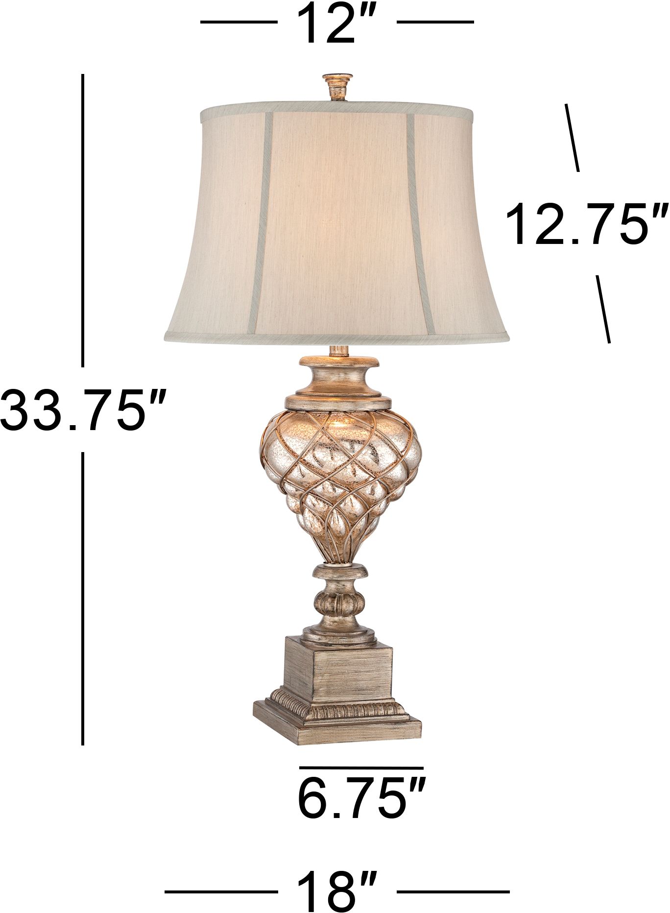 Regency Hill Luke 33 3/4" Mercury Glass Night Light Table Lamp in scene