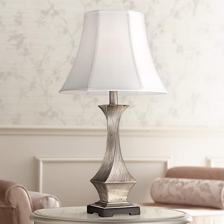 Image 1 Regency Hill Lydia 24 inch Brushed Silver Leaf Twist Table Lamp