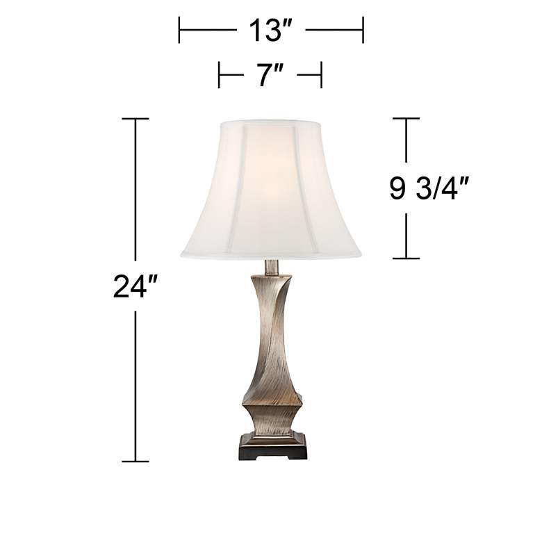 Image 5 Regency Hill Lydia 24 inch Brushed Silver Leaf Twist Table Lamp more views