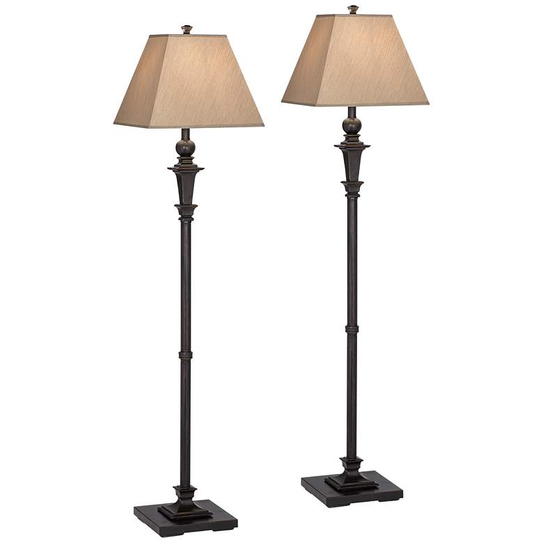 Image 2 Regency Hill Madison 59" Italian Bronze Floor Lamps Set of 2