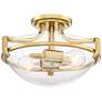 Regency Hill Mallot 13" Brass and Clear Seeded Glass Ceiling Light