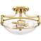 Regency Hill Mallot 13" Brass and Clear Seeded Glass Ceiling Light