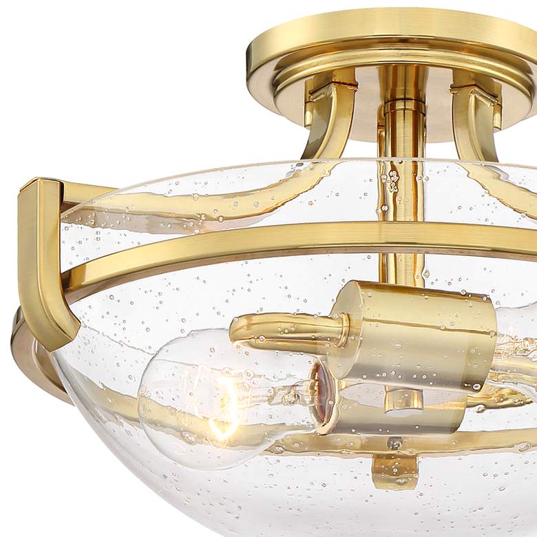 Image 3 Regency Hill Mallot 13 inch Brass and Clear Seeded Glass Ceiling Light more views
