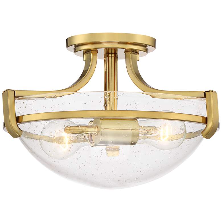 Image 4 Regency Hill Mallot 13 inch Brass and Clear Seeded Glass Ceiling Light more views
