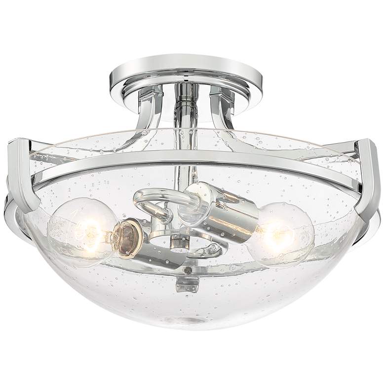 Image 2 Regency Hill Mallot 13" Chrome and Clear Seeded Glass Ceiling Light