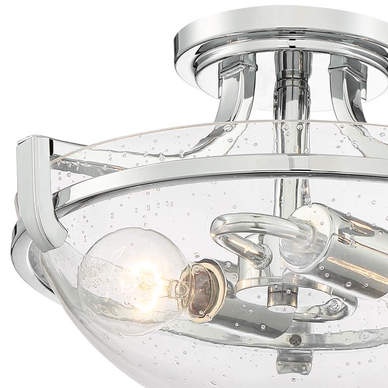 Image 3 Regency Hill Mallot 13" Chrome and Clear Seeded Glass Ceiling Light more views