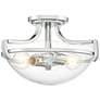 Regency Hill Mallot 13" Chrome and Clear Seeded Glass Ceiling Light