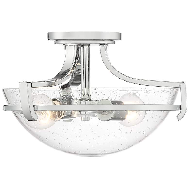 Image 6 Regency Hill Mallot 13 inch Chrome and Clear Seeded Glass Ceiling Light more views