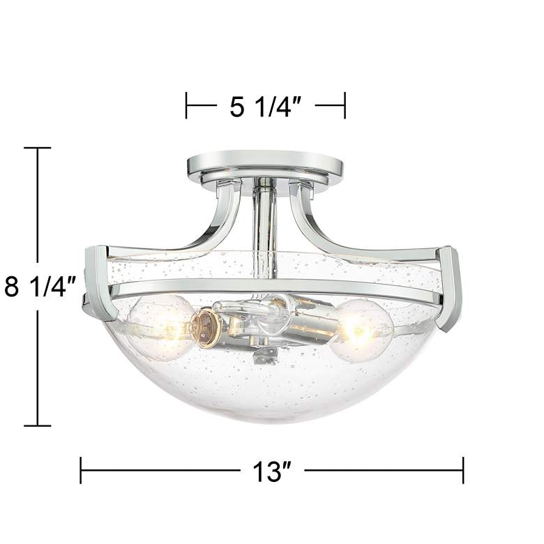 Image 7 Regency Hill Mallot 13" Chrome and Clear Seeded Glass Ceiling Light more views
