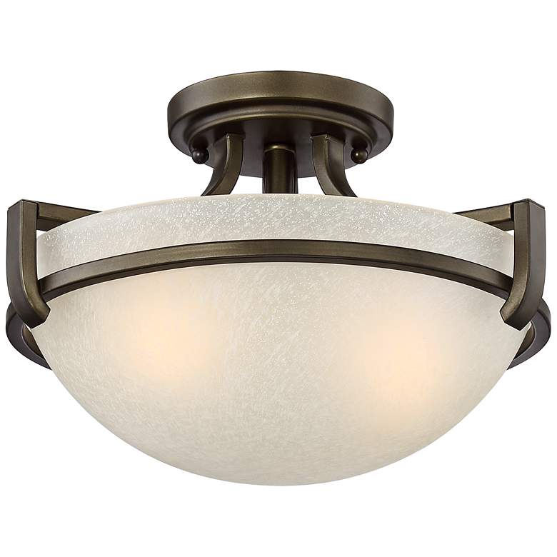 Image 2 Regency Hill Mallot 13" Wide Bronze and Champagne Glass Ceiling Light