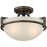 Regency Hill Mallot 13" Wide Bronze and Champagne Glass Ceiling Light