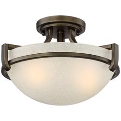 Regency Hill Mallot 13&quot; Wide Bronze and Champagne Glass Ceiling Light