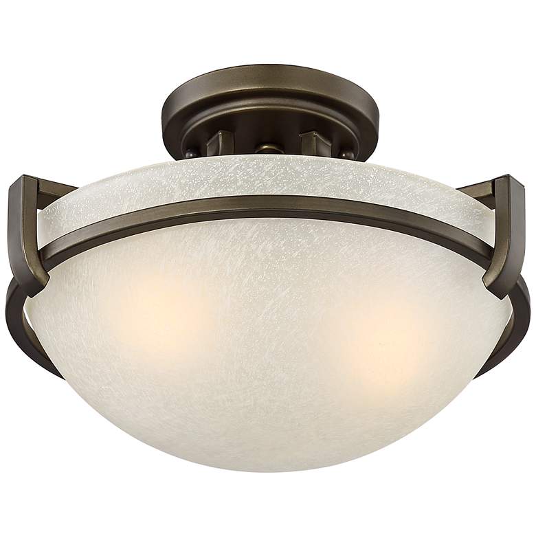 Image 4 Regency Hill Mallot 13" Wide Bronze and Champagne Glass Ceiling Light more views