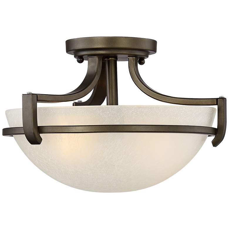 Image 5 Regency Hill Mallot 13 inch Wide Bronze and Champagne Glass Ceiling Light more views