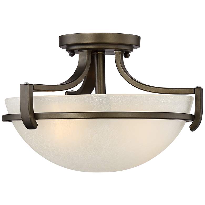 Image 5 Regency Hill Mallot 13" Wide Bronze and Champagne Glass Ceiling Light more views