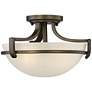 Regency Hill Mallot 13" Wide Bronze and Champagne Glass Ceiling Light