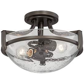 Image2 of Regency Hill Mallot 13" Wide Bronze Clear Seeded Glass Ceiling Light