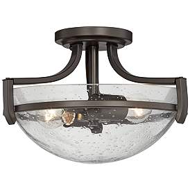 Image5 of Regency Hill Mallot 13" Wide Bronze Clear Seeded Glass Ceiling Light more views