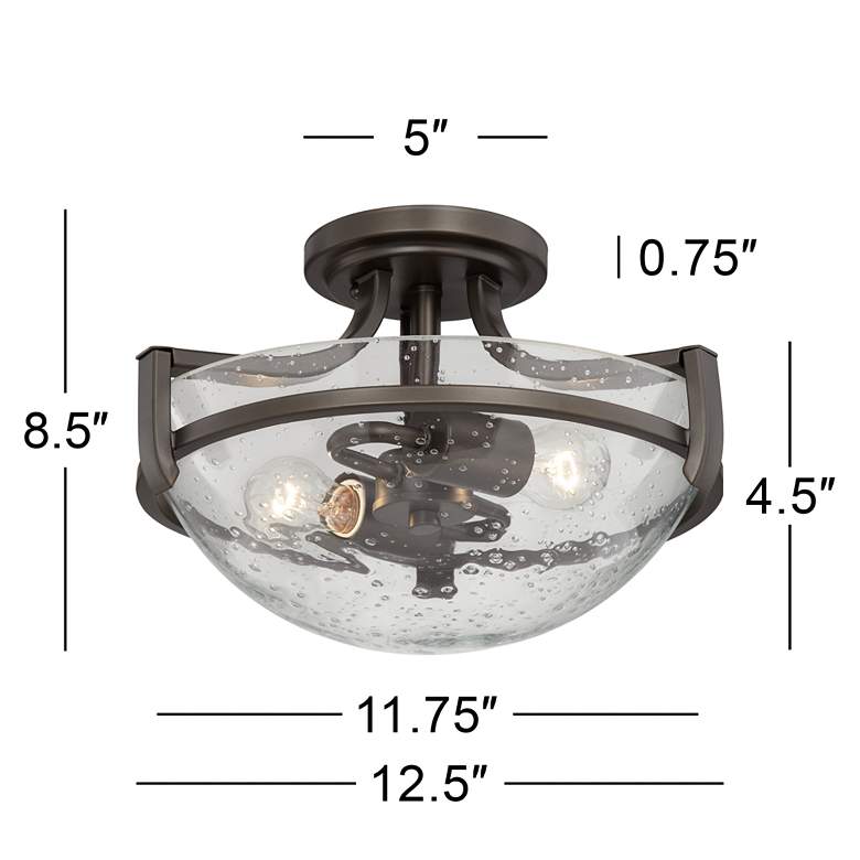 Image 7 Regency Hill Mallot 13" Wide Bronze Clear Seeded Glass Ceiling Light more views