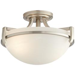 Regency Hill Mallot 13" Wide Nickel and Marbleized Glass Ceiling Light