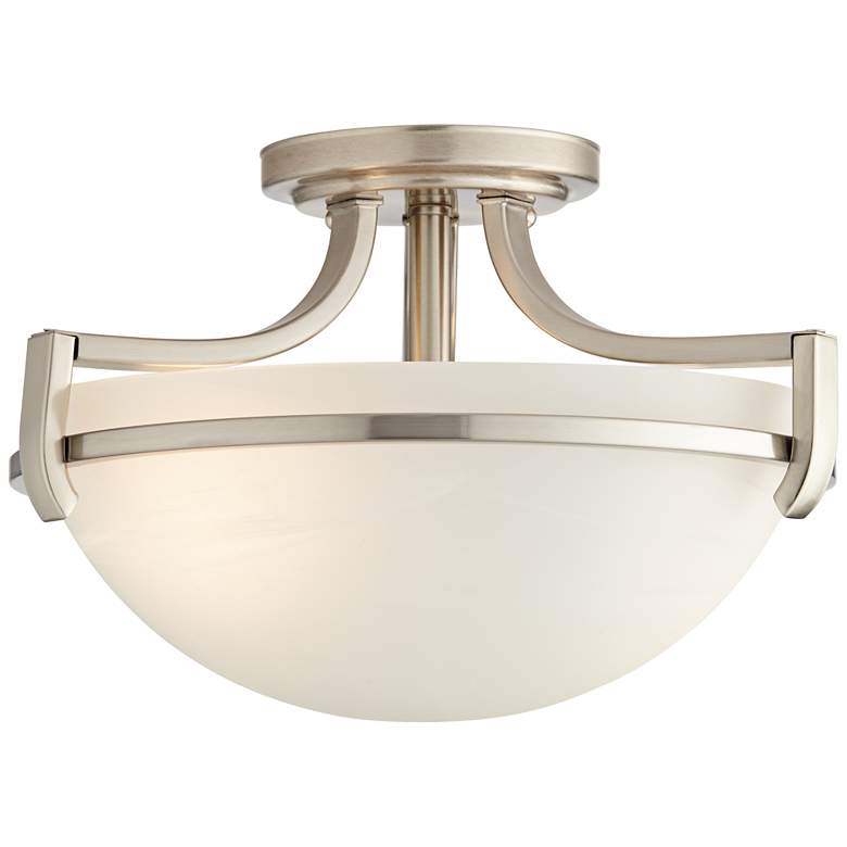 Image 5 Regency Hill Mallot 13" Wide Nickel and Marbleized Glass Ceiling Light more views