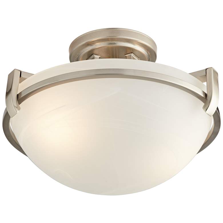 Image 6 Regency Hill Mallot 13" Wide Nickel and Marbleized Glass Ceiling Light more views