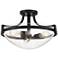 Regency Hill Mallot 18" Wide Black and Glass 3-Light Ceiling Light