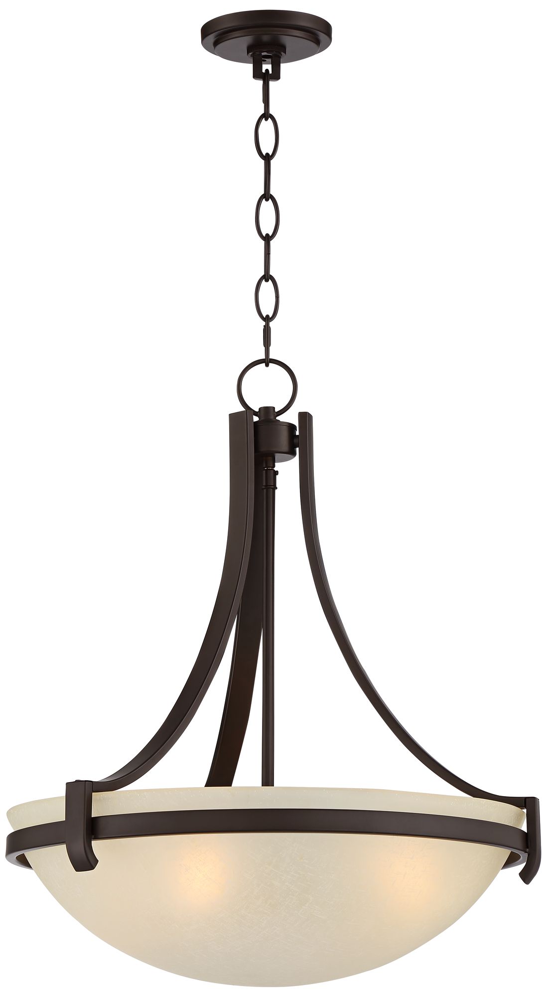 Regency Hill Mallot 20" Bronze and Champagne Glass Bowl Pendant