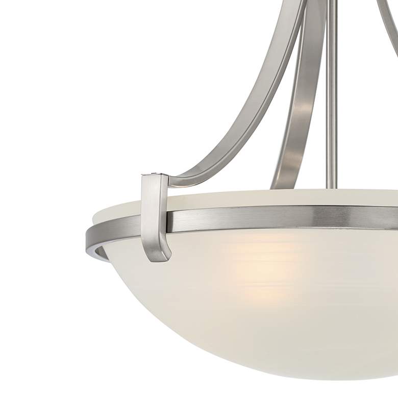 Image 3 Regency Hill Mallot 20 inch Brushed Nickel Modern Glass Bowl Pendant Light more views