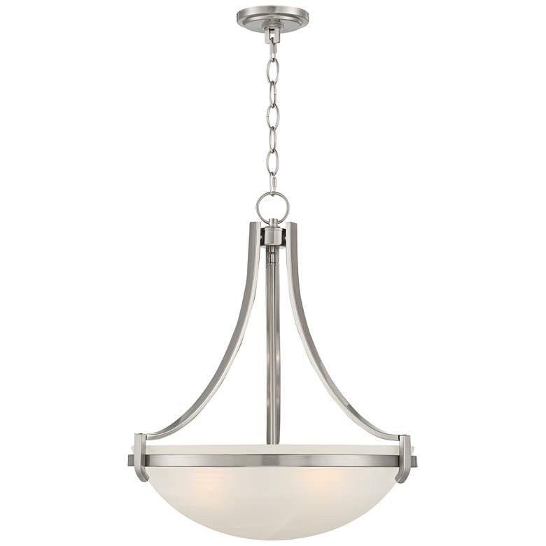 Image 6 Regency Hill Mallot 20" Brushed Nickel Modern Glass Bowl Pendant Light more views