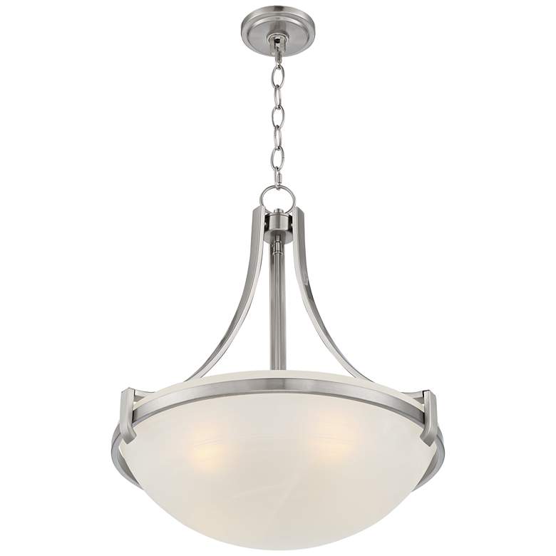 Image 7 Regency Hill Mallot 20 inch Brushed Nickel Modern Glass Bowl Pendant Light more views