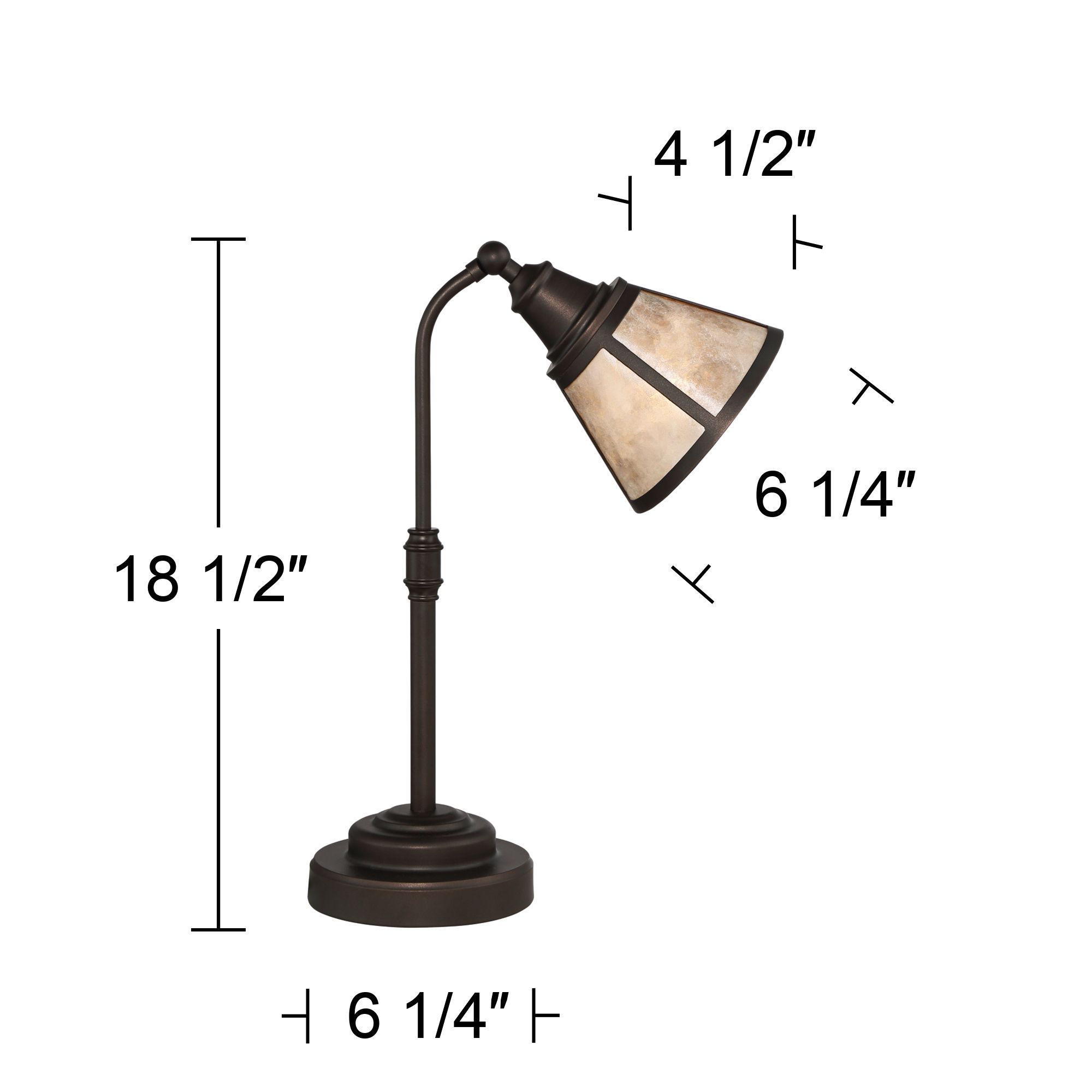 Regency Hill Malta 18 1/2" Mica Shade Desk Lamp with USB Dimmer