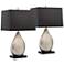 Regency Hill Marco 25" Black Shade Silver Droplet Table Lamps Set of 2
