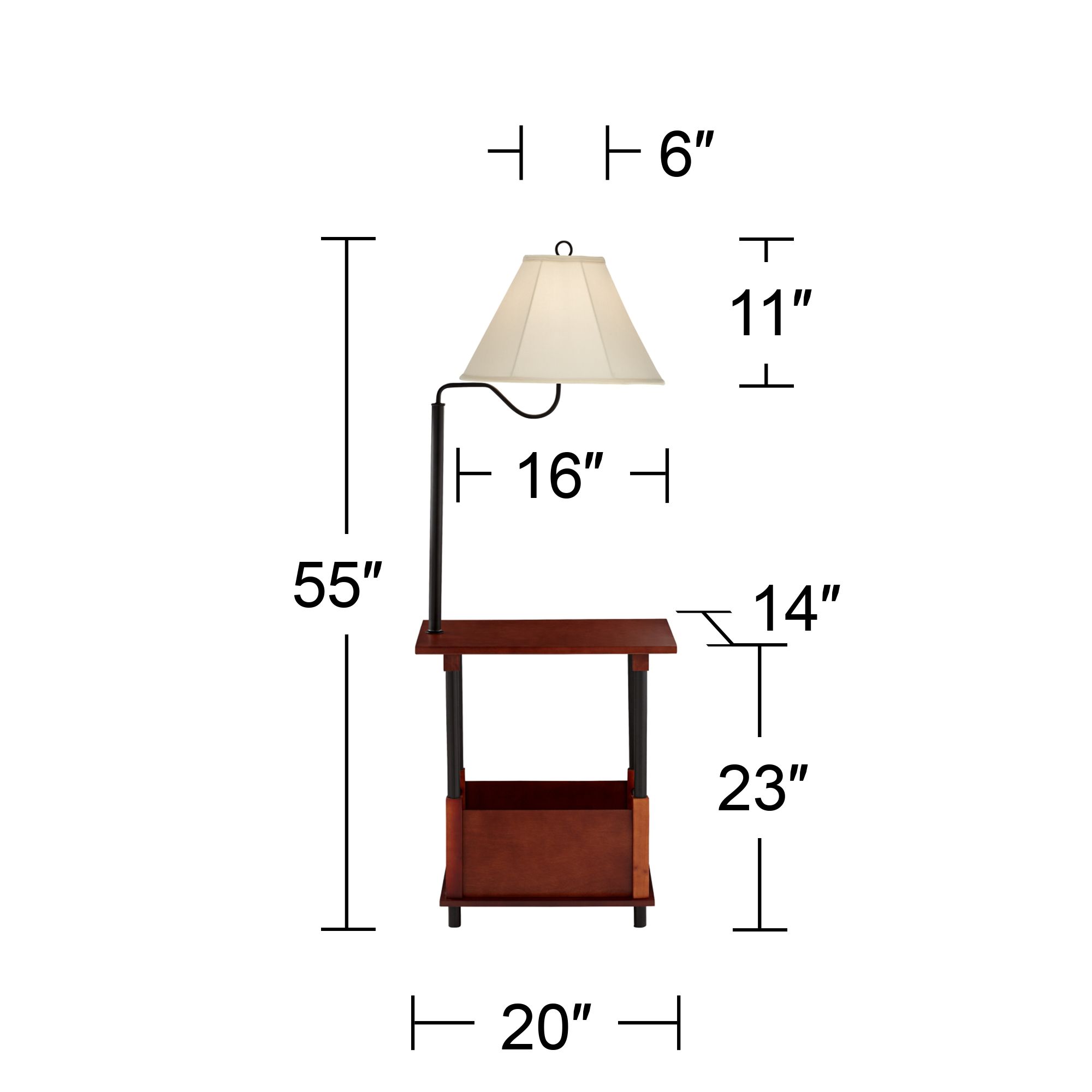 Regency Hill Marville 55" High Mission Style Floor Lamp With End Table