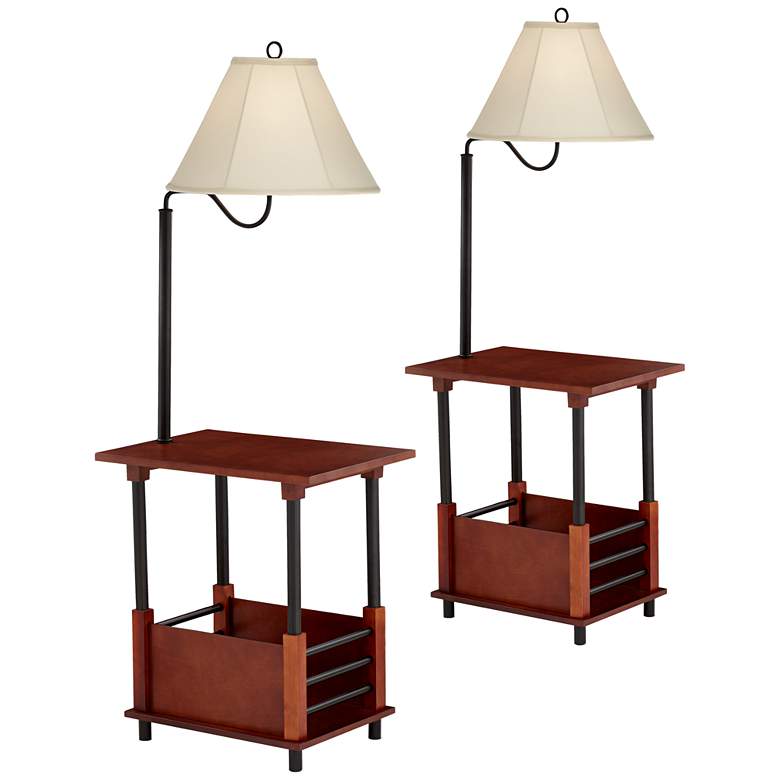 Image 1 Regency Hill Marville  55 inch Mission End Table Floor Lamps Set of 2