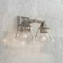 Regency Hill Mencino 12 3/4" Wide Satin Nickel Clear Glass Bath Light