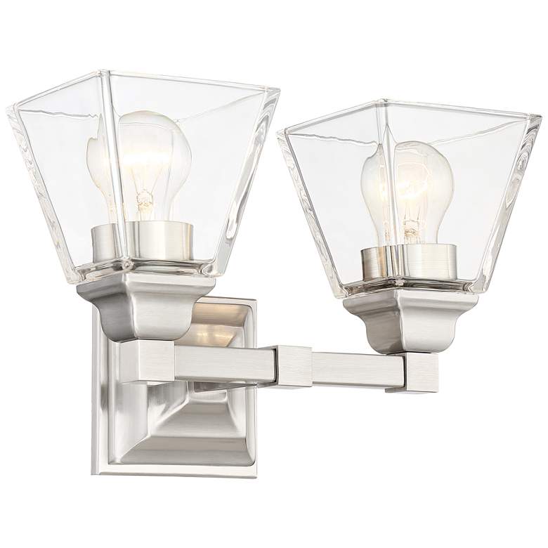 Image 4 Regency Hill Mencino 12 3/4" Wide Satin Nickel Clear Glass Bath Light more views