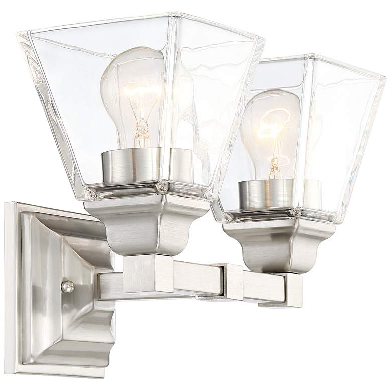 Image 5 Regency Hill Mencino 12 3/4 inch Wide Satin Nickel Clear Glass Bath Light more views
